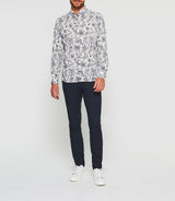 Chemise casual blanche et marine KINOUOUT - IZAC