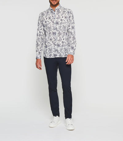 Chemise casual blanche et marine KINOUOUT - IZAC
