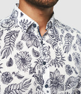 Chemise casual blanche et marine KINOUOUT - IZAC