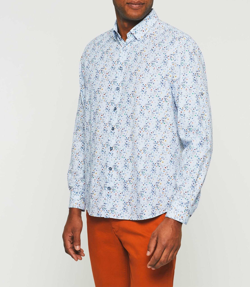 Chemise casual à imprimé bleu ciel "Kyrian" - IZAC