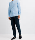 Chemise en lin col mao indigo - IZAC