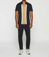Chemise manches courtes en jersey marine et camel KAMI - IZAC