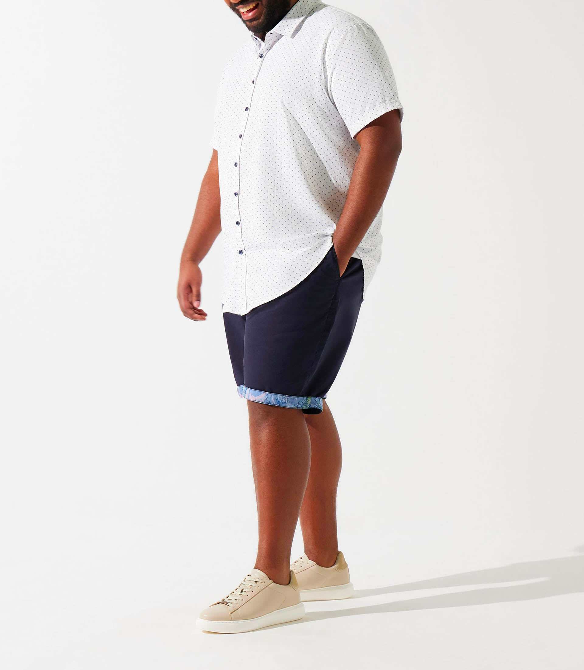 Chemise manches courtes à imprimé blanche et marine KEDDYBT - IZAC