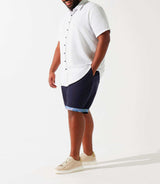 Chemise manches courtes à imprimé blanche et marine KEDDYBT - IZAC