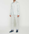 Chemise à rayures en satin blanc et ciel KENNA - IZAC