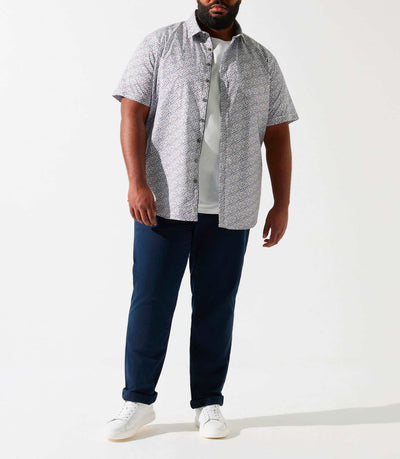 Chemise manches courtes à imprimé blanche et bleue KIRANBT - IZAC