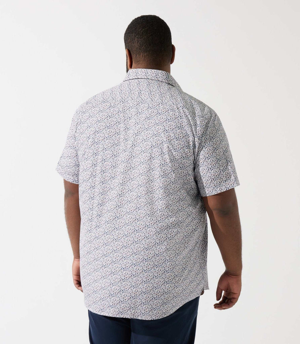 Chemise manches courtes à imprimé blanche et bleue KIRANBT - IZAC