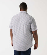 Chemise manches courtes à imprimé blanche et bleue KIRANBT - IZAC