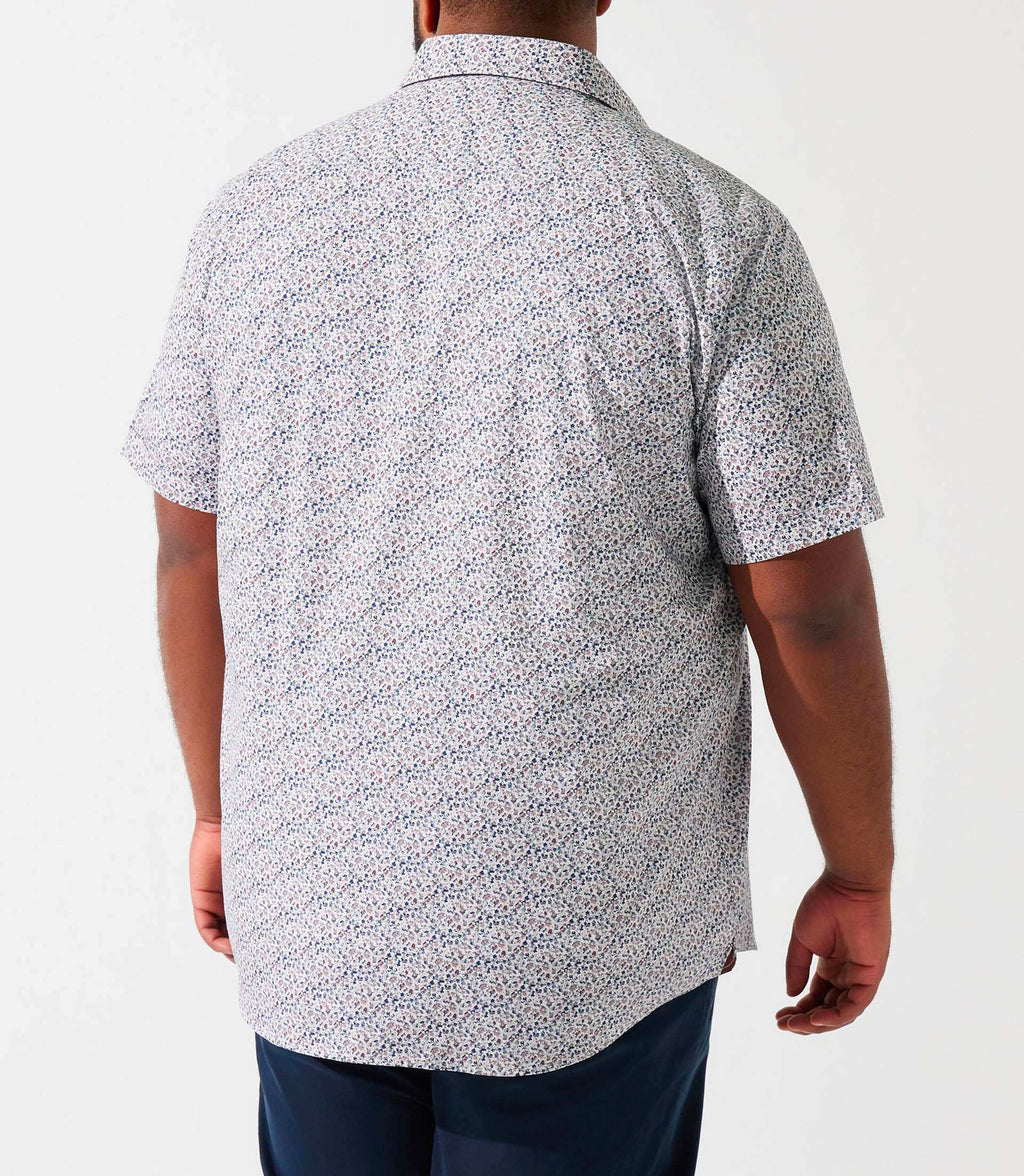 Chemise manches courtes à imprimé blanche et bleue KIRANBT - IZAC