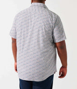 Chemise manches courtes à imprimé blanche et bleue KIRANBT - IZAC