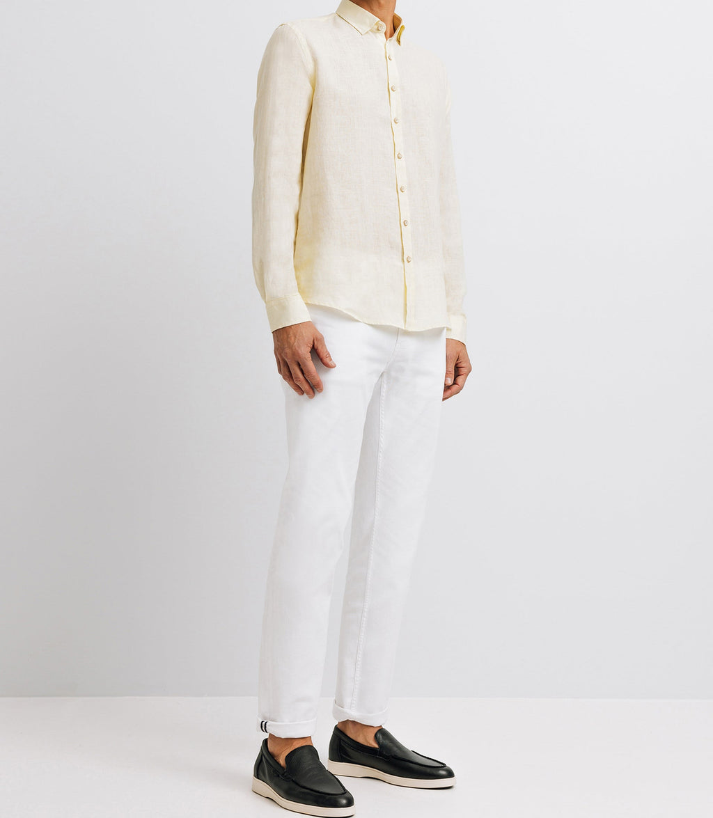 Chemise unie en lin jaune - IZAC