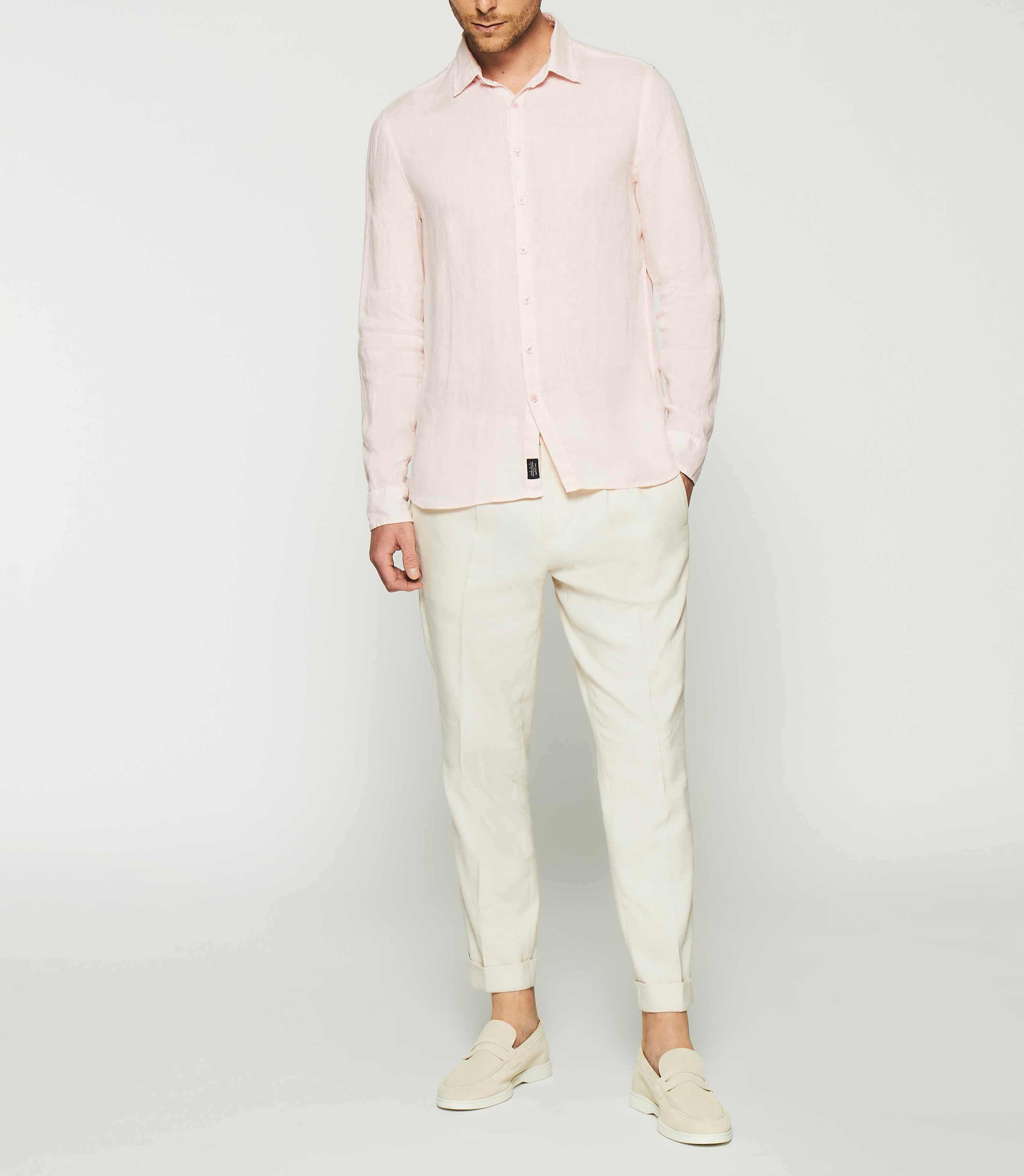 Chemise unie en lin rose KISS - IZAC