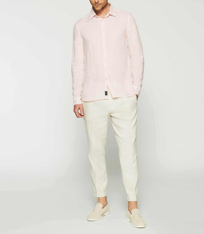 Chemise unie en lin rose KISS - IZAC