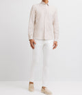 Chemise casual rayée beige et blanche - IZAC