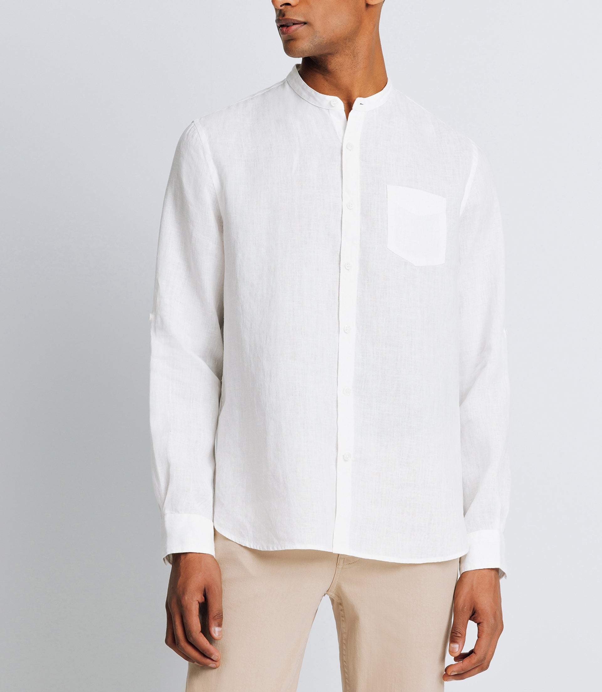 Chemise casual en lin blanche - IZAC