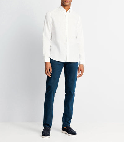Chemise unie en coton lin blanche - IZAC