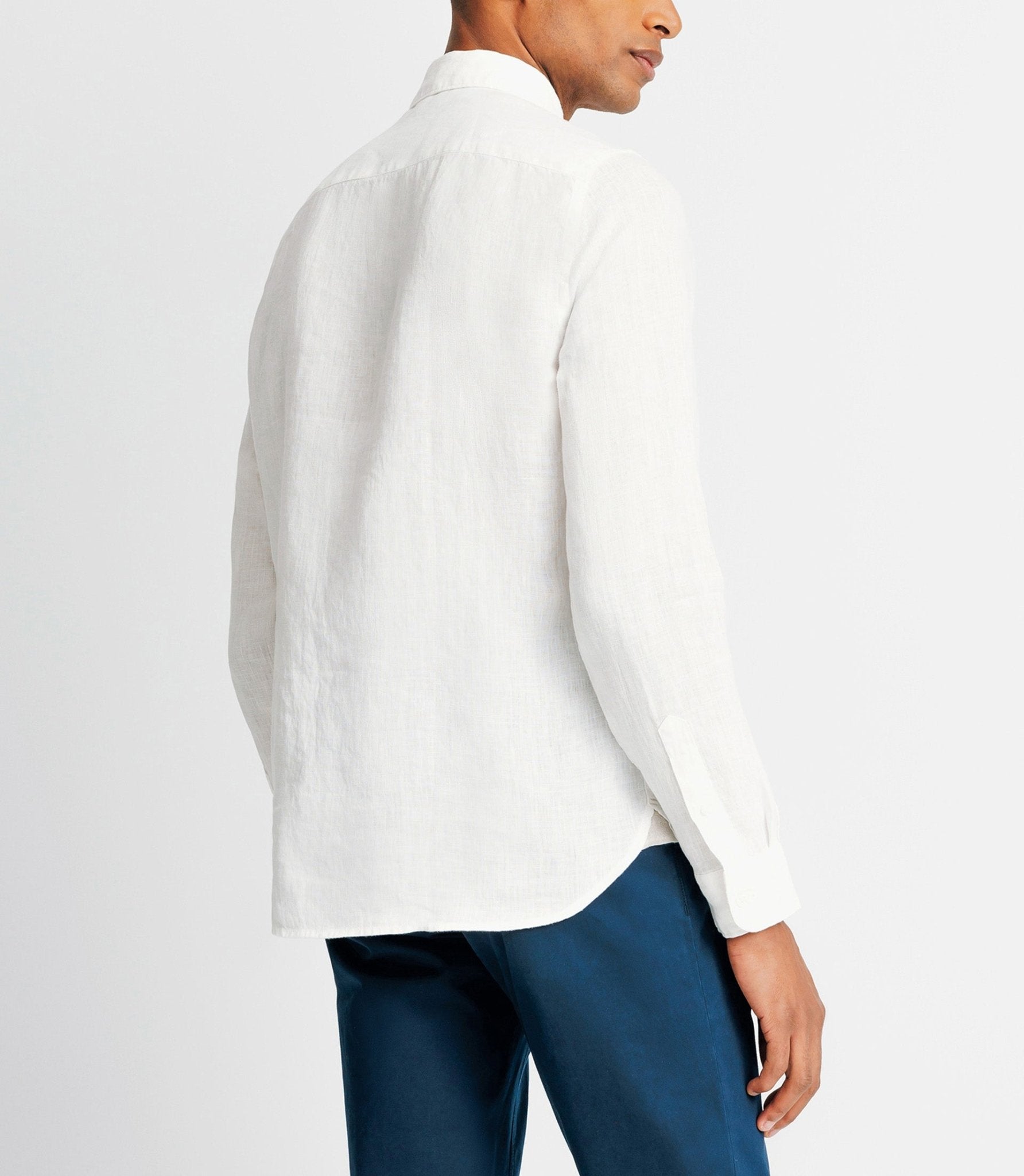 Chemise unie en coton lin blanche - IZAC