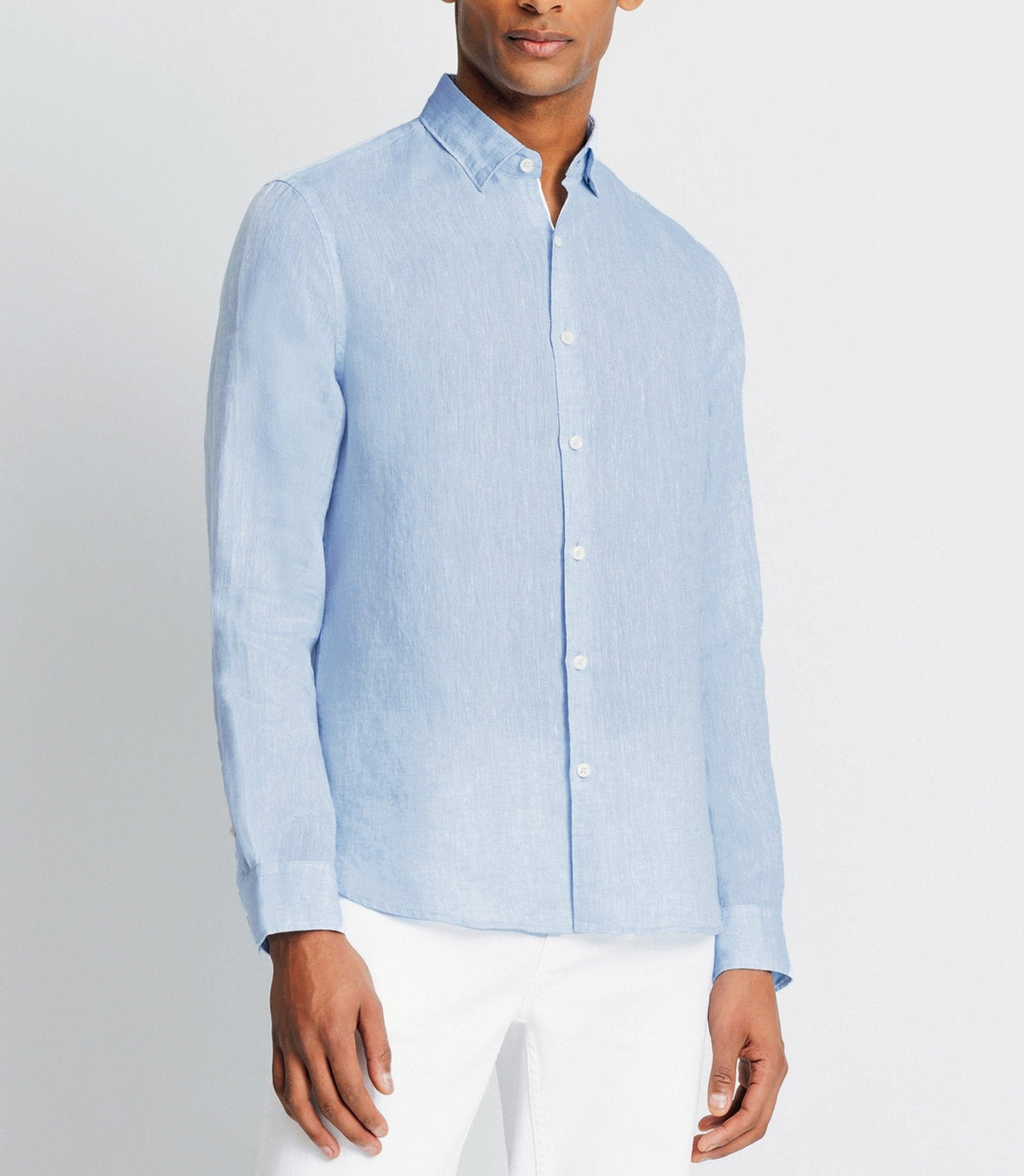 Chemise unie en coton lin ciel - IZAC