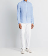 Chemise unie en coton lin ciel - IZAC