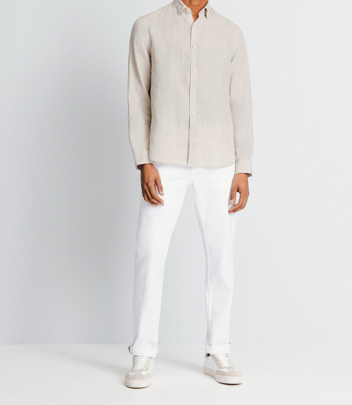 Chemise unie en coton lin écru - IZAC