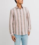 Chemise casual en coton rayée rose - IZAC