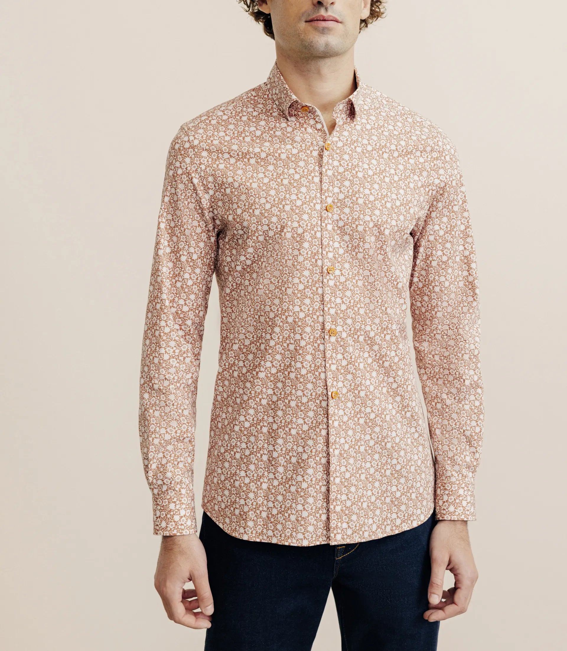 Chemise 100% coton orange - IZAC