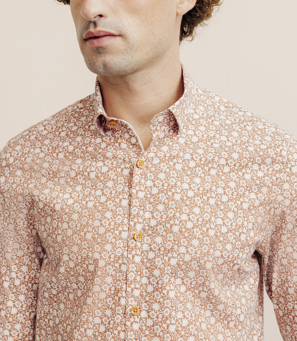Chemise 100% coton orange - IZAC