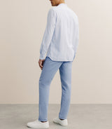 Chemise rayée col mao 100% coton ciel - IZAC