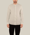 Chemise rayée col mao 100% coton écru - IZAC