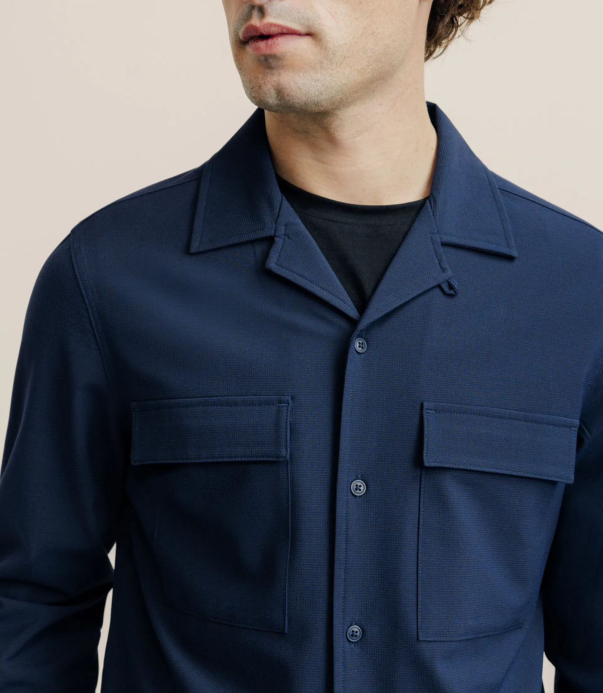 Surchemise avec col boutonné bleu marine - IZAC