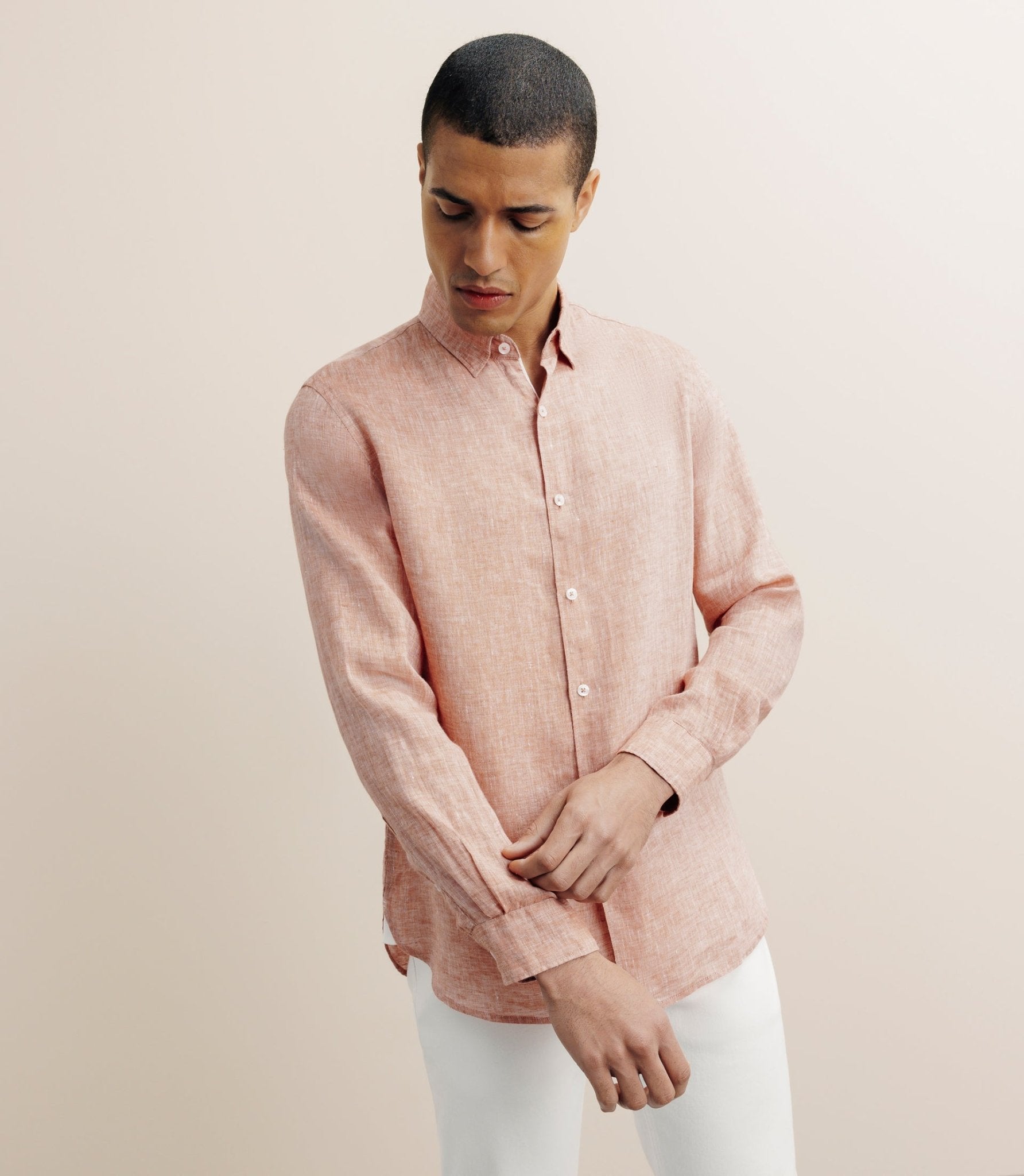 Chemise regular 100% lin orange - IZAC