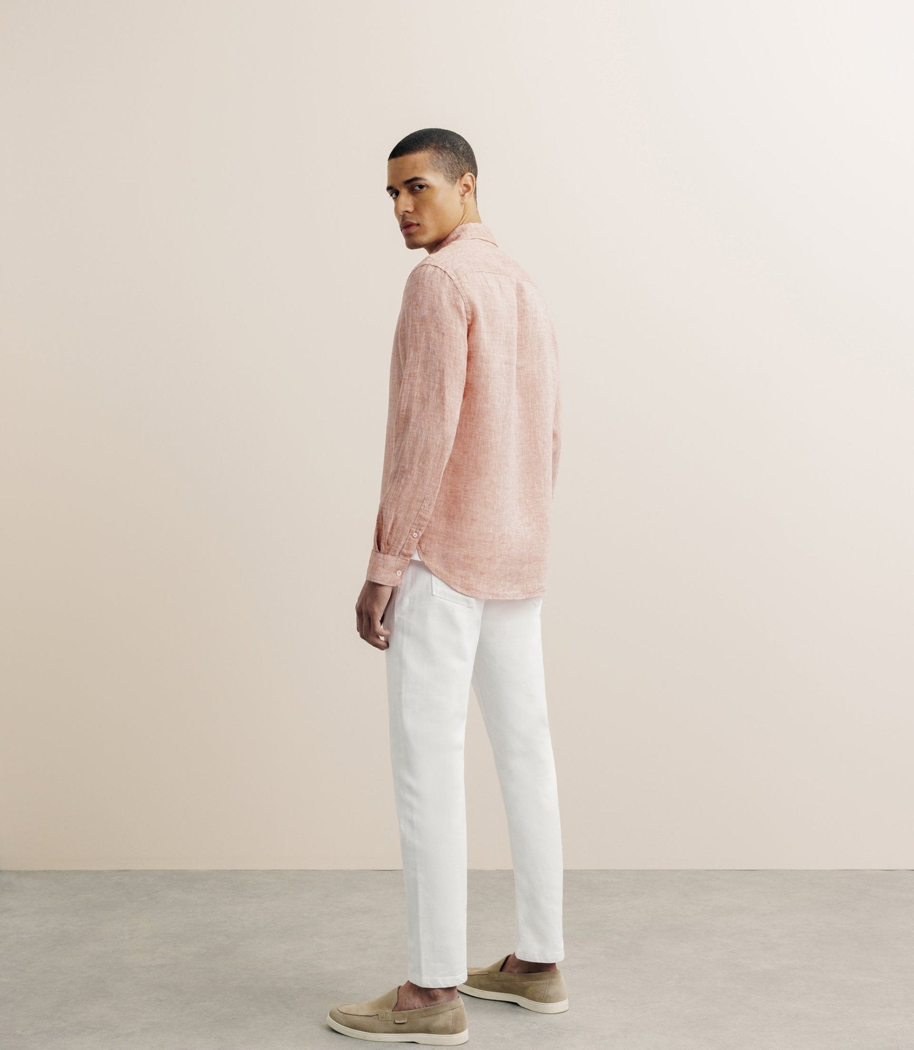 Chemise regular 100% lin orange - IZAC