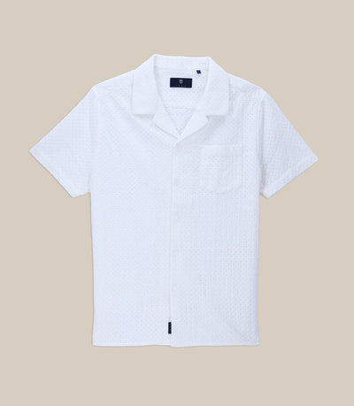 Chemise uni brodé de coton blanc - IZAC