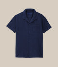 Chemise uni brodé de coton marine - IZAC