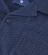 Chemise uni brodé de coton marine - IZAC