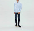 Chemise casual bleu ciel en coton lavé "Marilou" - IZAC
