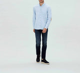 Chemise casual bleu ciel en coton lavé "Marilou" - IZAC