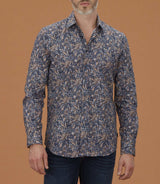 Chemise casual à imprimé cachemire camel "Mathis" - IZAC