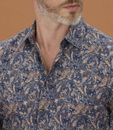 Chemise casual à imprimé cachemire camel "Mathis" - IZAC