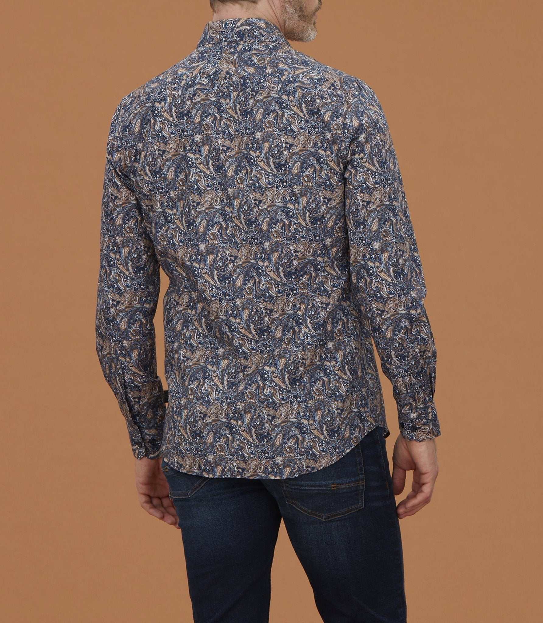 Chemise casual à imprimé cachemire camel "Mathis" - IZAC