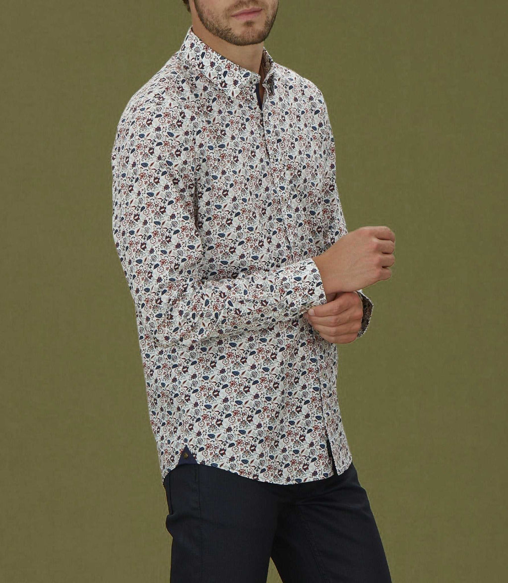 Chemise casual imprimé rouge "Mat" - IZAC