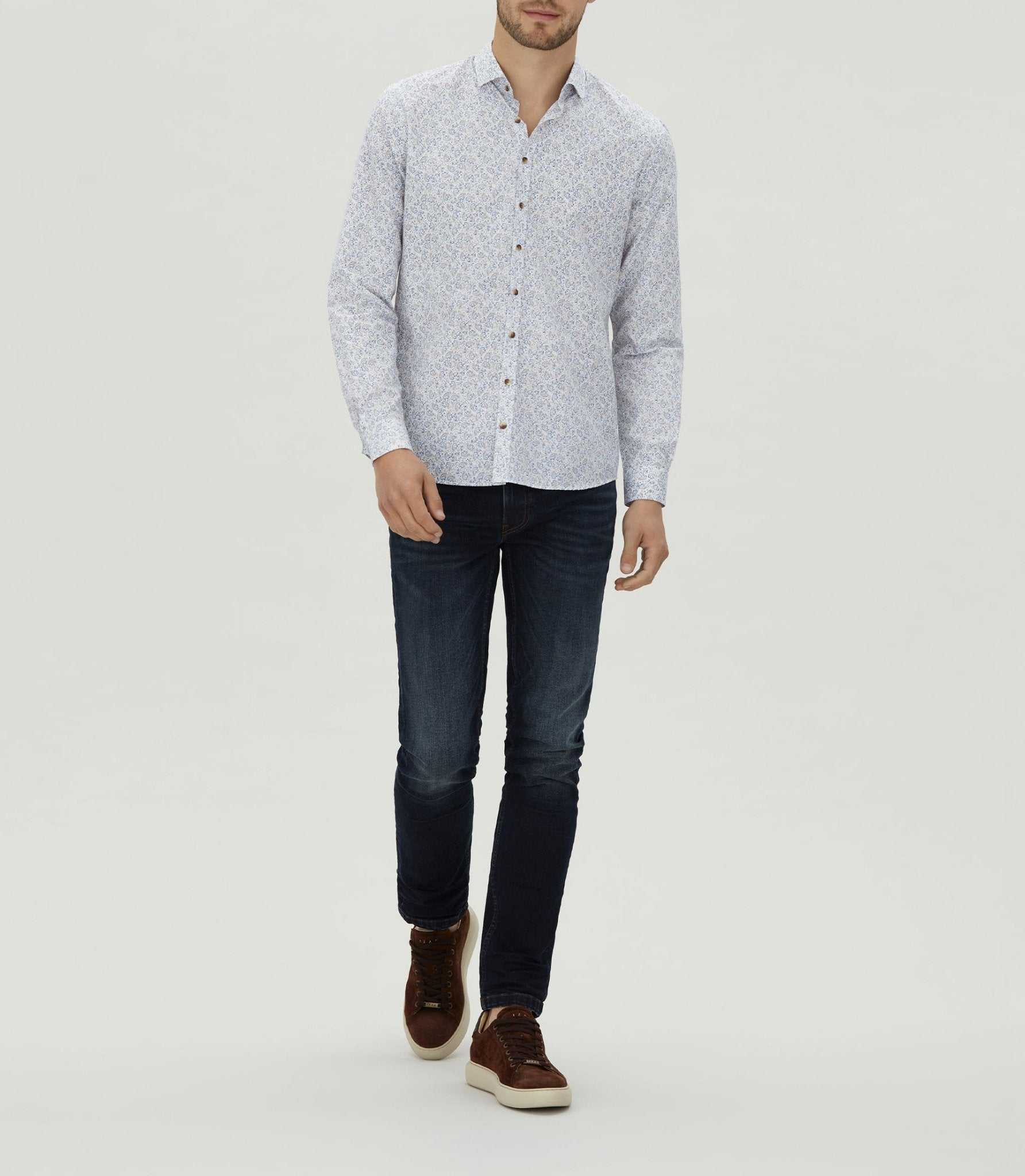 Chemise casual à imprimé bleu ciel "Mignon" - IZAC