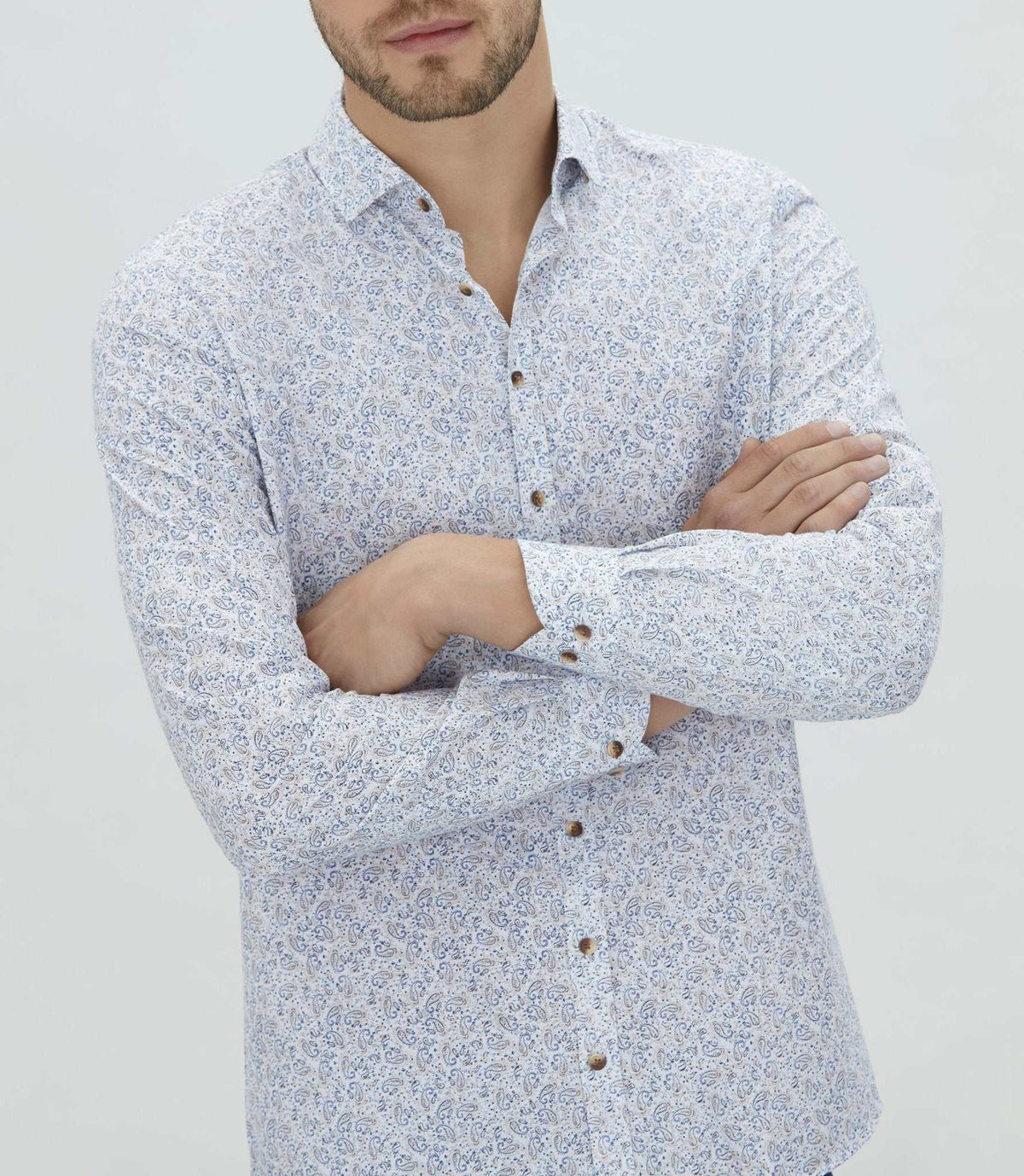 Chemise casual à imprimé bleu ciel "Mignon" - IZAC