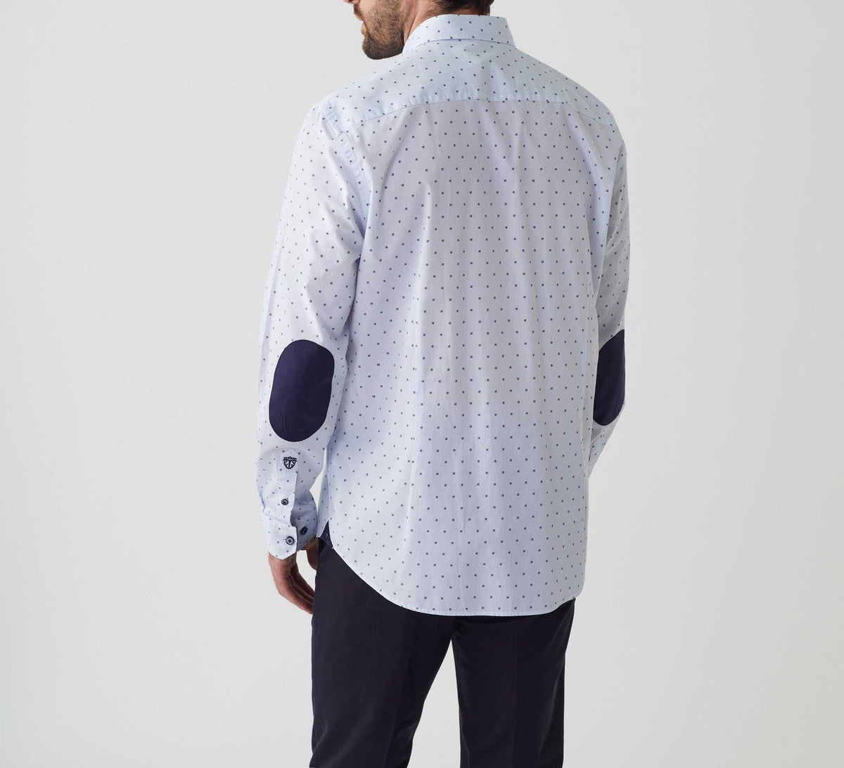 Chemise casual imprimé blanc - marine "Aissam" - IZAC