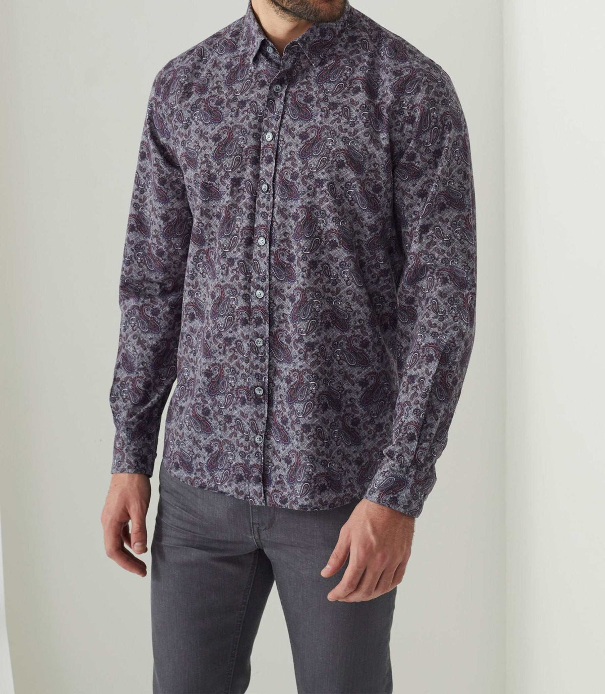 Chemise casual imprimée grise "Alan" - IZAC