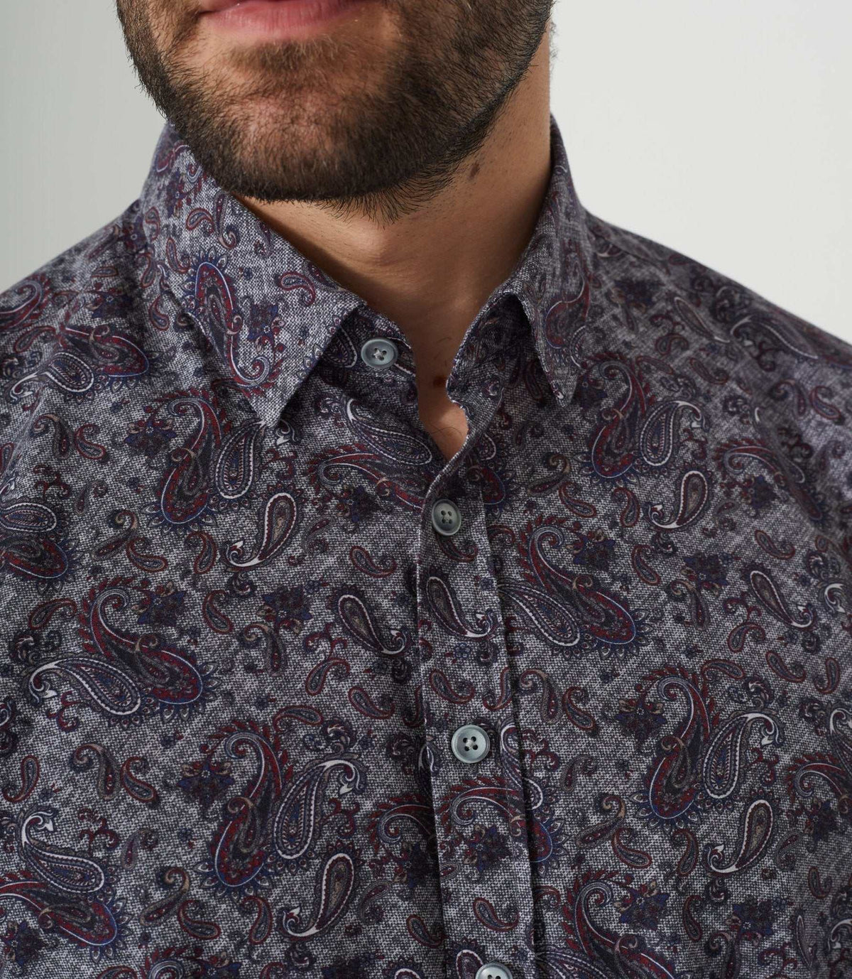 Chemise casual imprimée grise "Alan" - IZAC