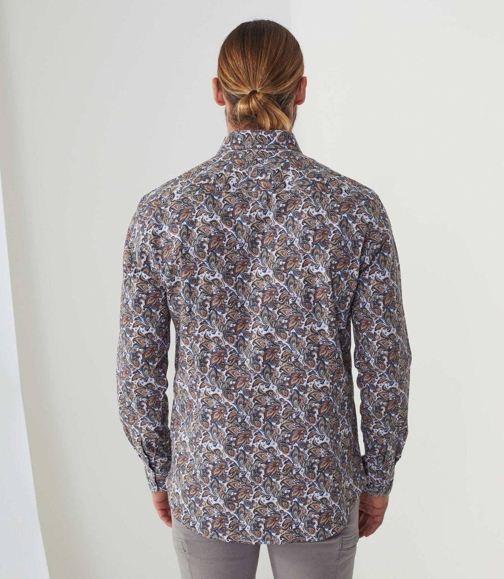 Chemise casual imprimé blanc - rouille "Albane" - IZAC