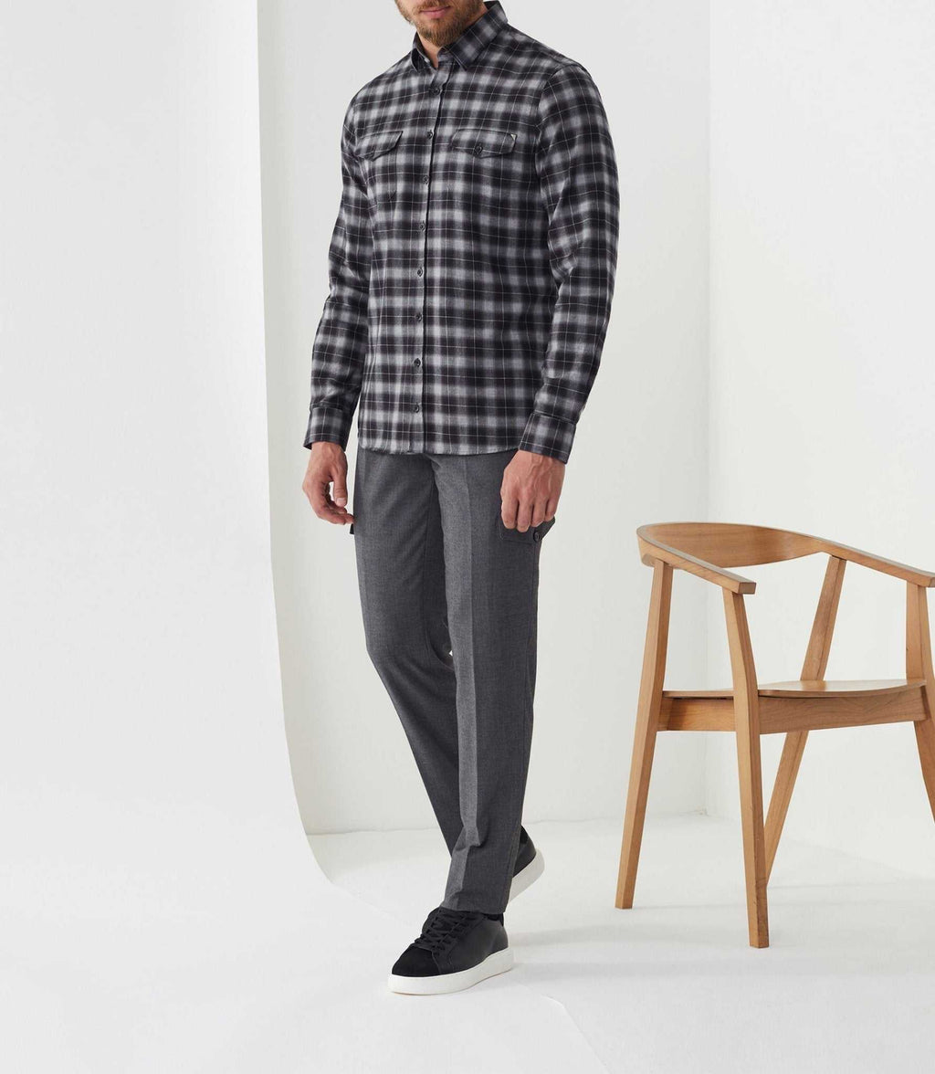 Chemise casual à carreaux gris "Archy" - IZAC