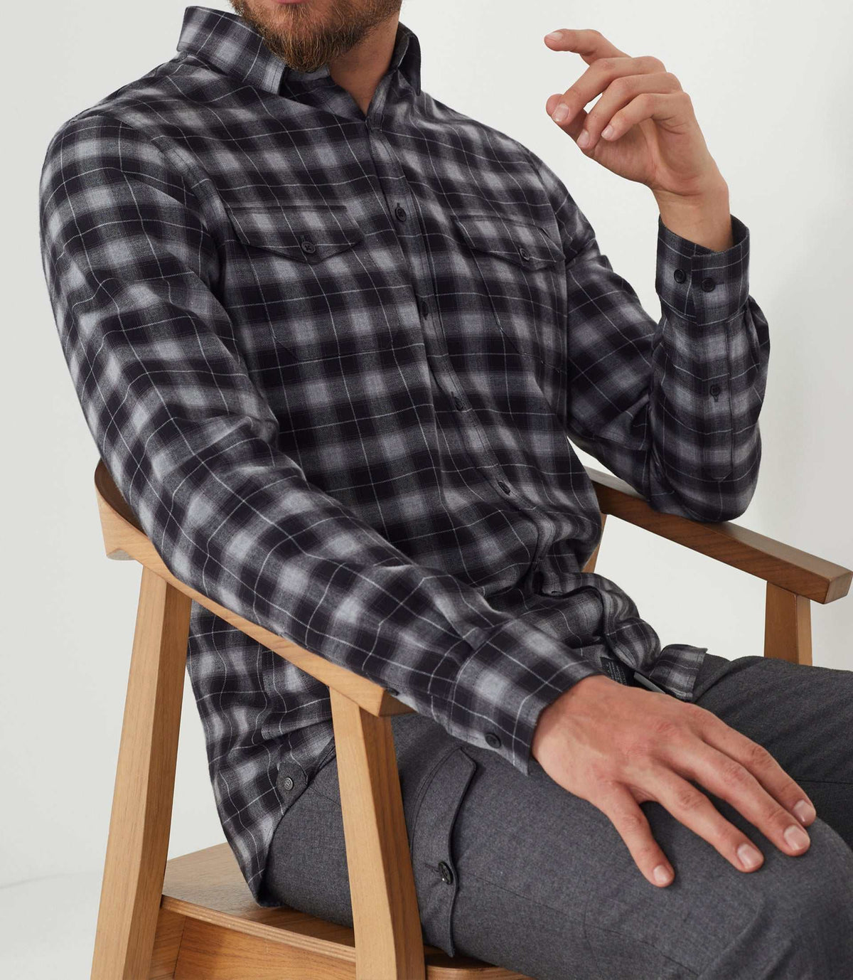 Chemise casual à carreaux gris "Archy" - IZAC