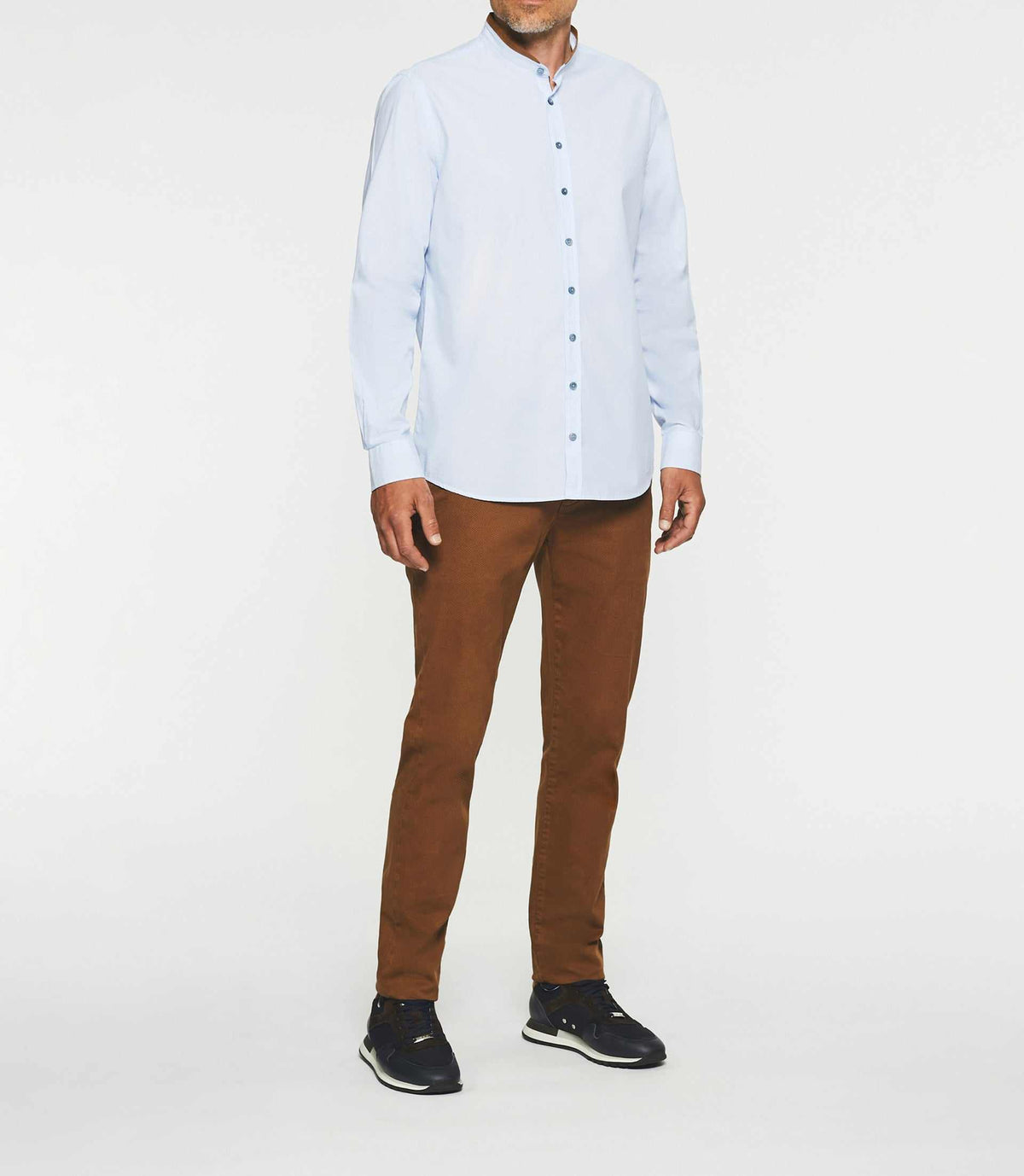 Chemise casual bleu ciel et marron JEWIS - IZAC